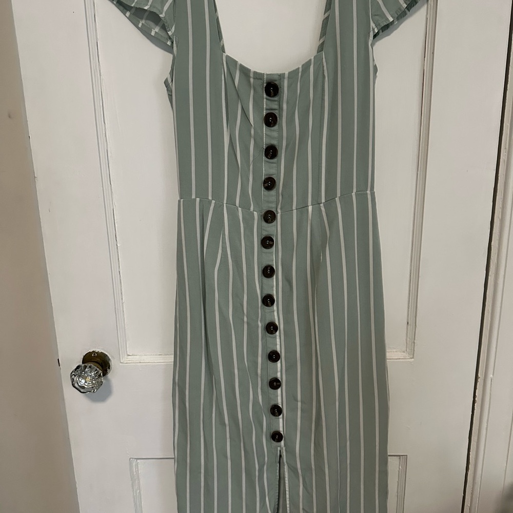 Trixxi Green Striped Midi Dress